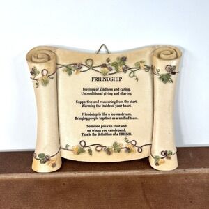 Friendship Scroll Plaque Decorative Wall‎ Hanging Poem Vintage Style Resin